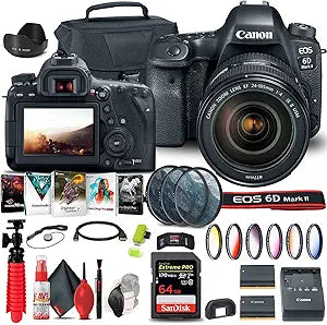 Canon 1897C009 EOS 6D Mark II DSLR Camera 24-105mm Lens Bundle