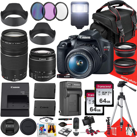 Canon EOS Rebel T7 DSLR Camera Bundle - 18-55mm & 75-300mm Lens - Renewed