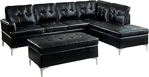 Lexicon 194840121374 Dani Black Faux Leather Sectional