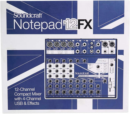 Soundcraft Notepad-12FX Mixer + Rockville Headphones Bundle