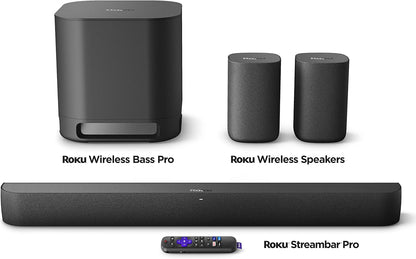 Roku Streambar Pro Surround Sound Set (Renewed)