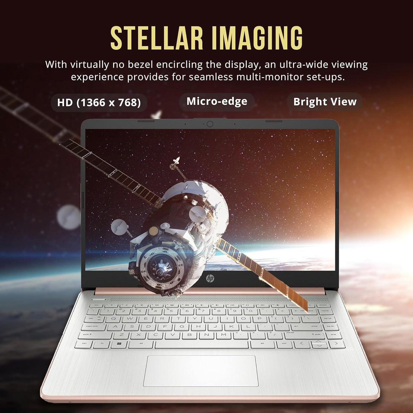 HP Stream 14" HD Laptop, 16GB RAM, 288GB Storage, Gold
