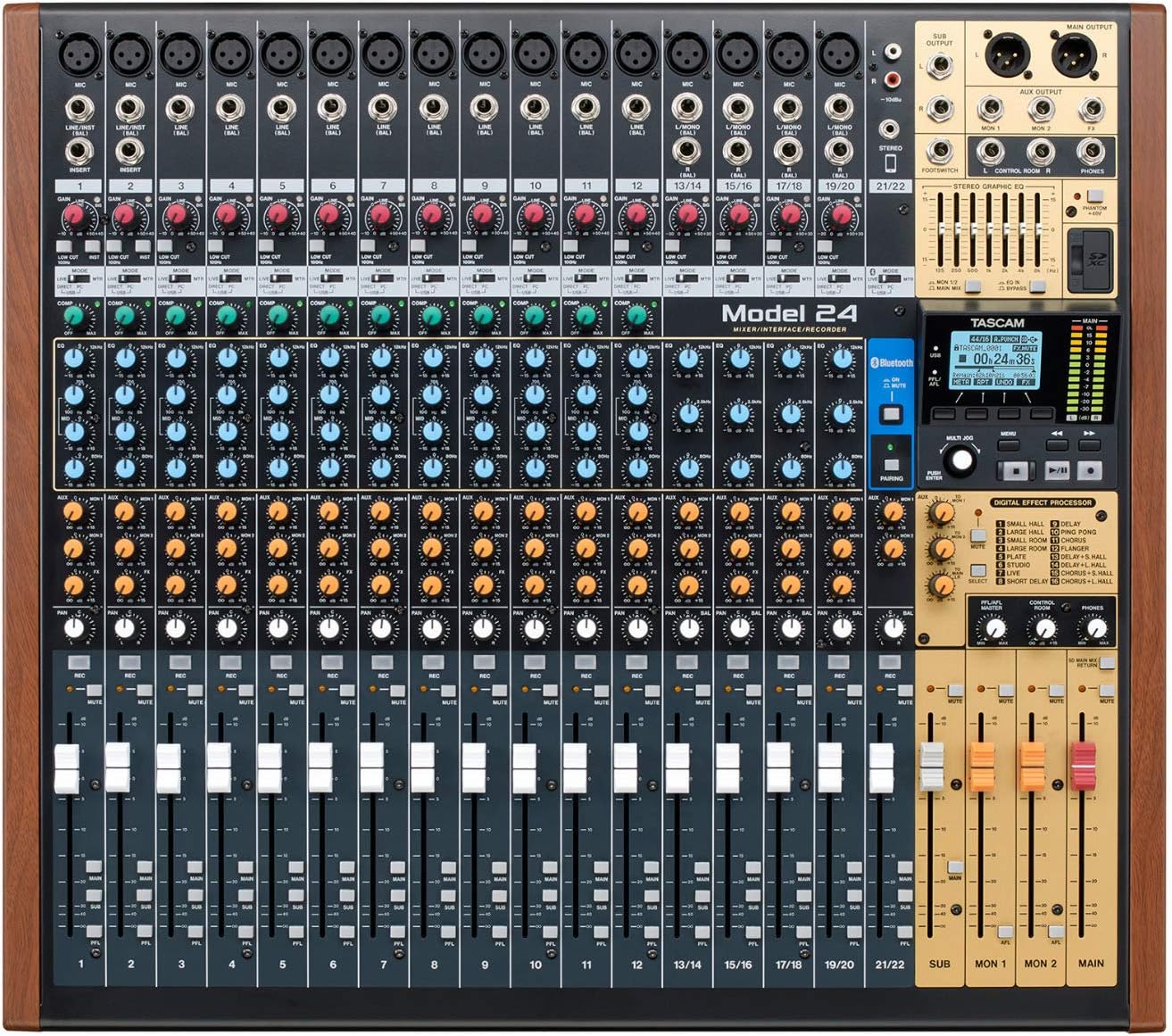 Tascam Model 24 24-Channel Multitrack Recorder Audio Interface Bundle