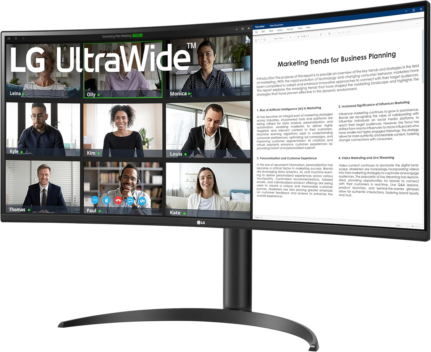 LG 34WR55QK-B.AUS 34-inch UltraWide WQHD 100Hz Curved Monitor