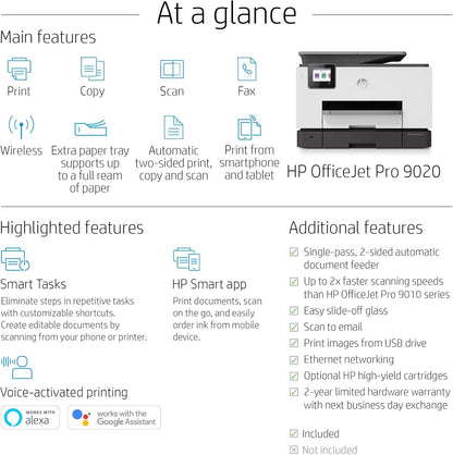 HP 1MR78A Officejet Pro 9020 Wireless Inkjet Printer (Renewed)