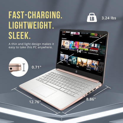 HP Stream 14" HD Laptop, 16GB RAM, 288GB Storage, Gold