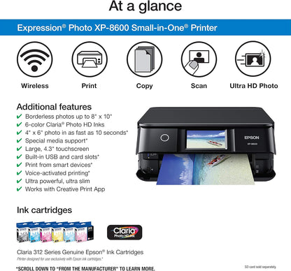 Epson C11CH47201 Expression Photo XP-8600 Wireless Printer