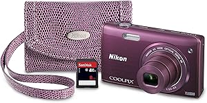 Nikon 13286 COOLPIX S5200 Wi-Fi 6x Zoom Digital Camera Plum — main product image