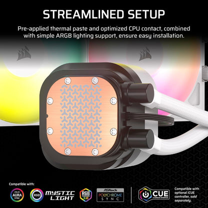 Corsair CW-9060094-WW Nautilus 240 RS ARGB Liquid CPU Cooler White