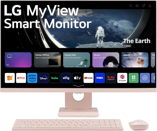 LG 27SR5BF-P Smart Monitor Pink Desktop Combo