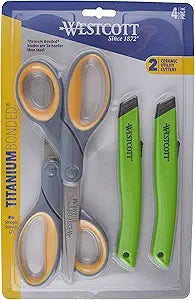 Westcott 17994 Titanium Bonded Scissors & Ceramic Cutter 4pk