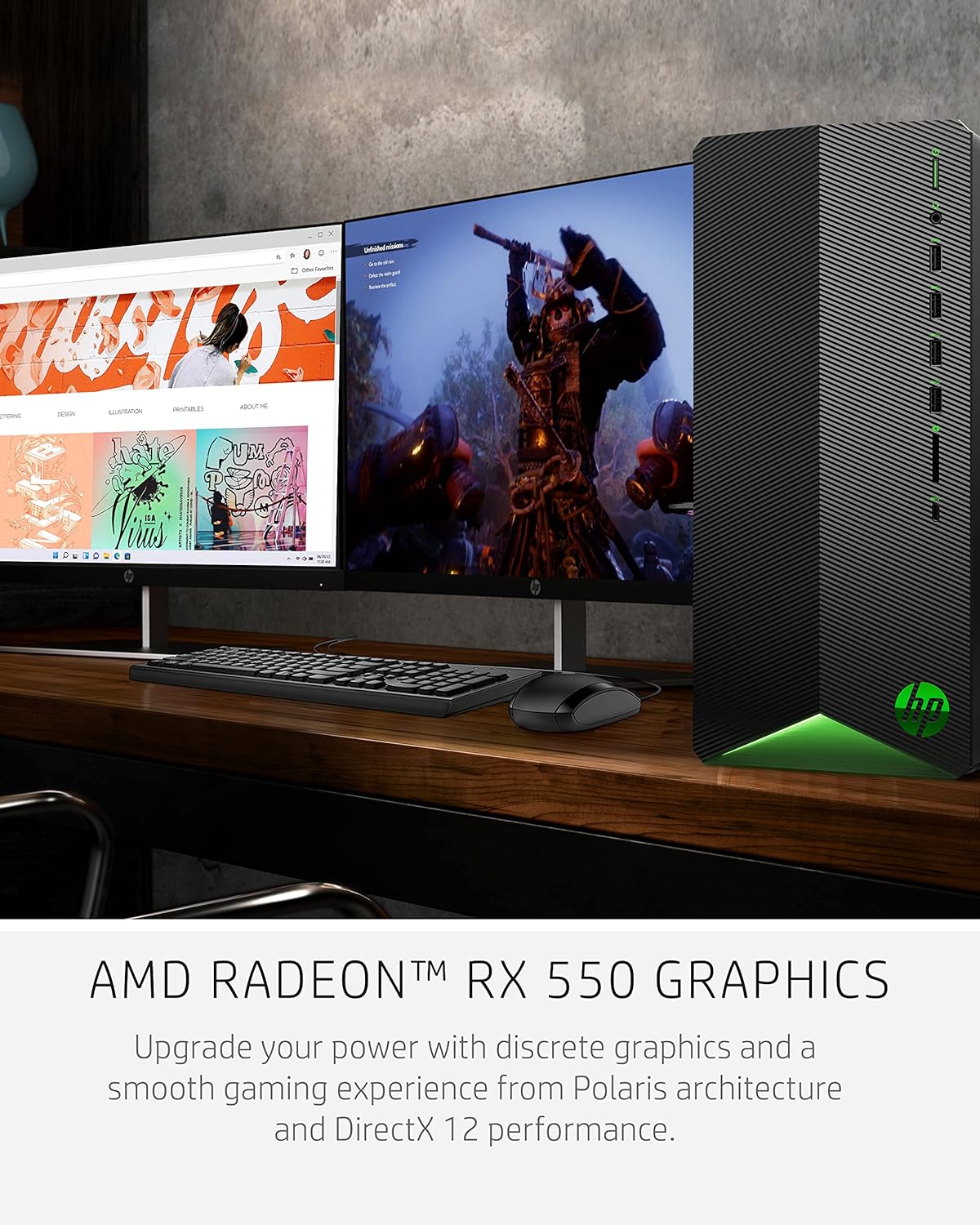 HP TG01-2022 Pavilion Gaming Desktop Ryzen 3 RX 5500 512GB SSD