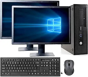 HP 800 G1 SFF i7 16GB 128GB SSD + 1TB HDD Desktop PC + Dual 24