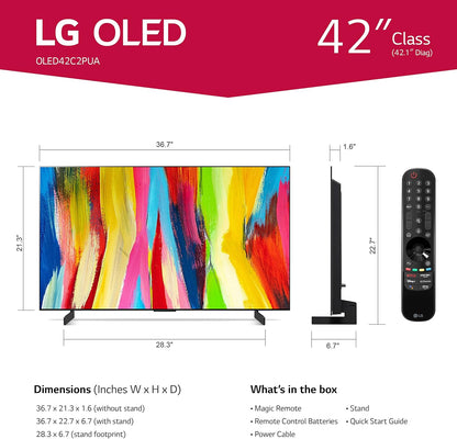 LG OLED42C2PUA 42-Inch OLED 4K Smart TV (Renewed)