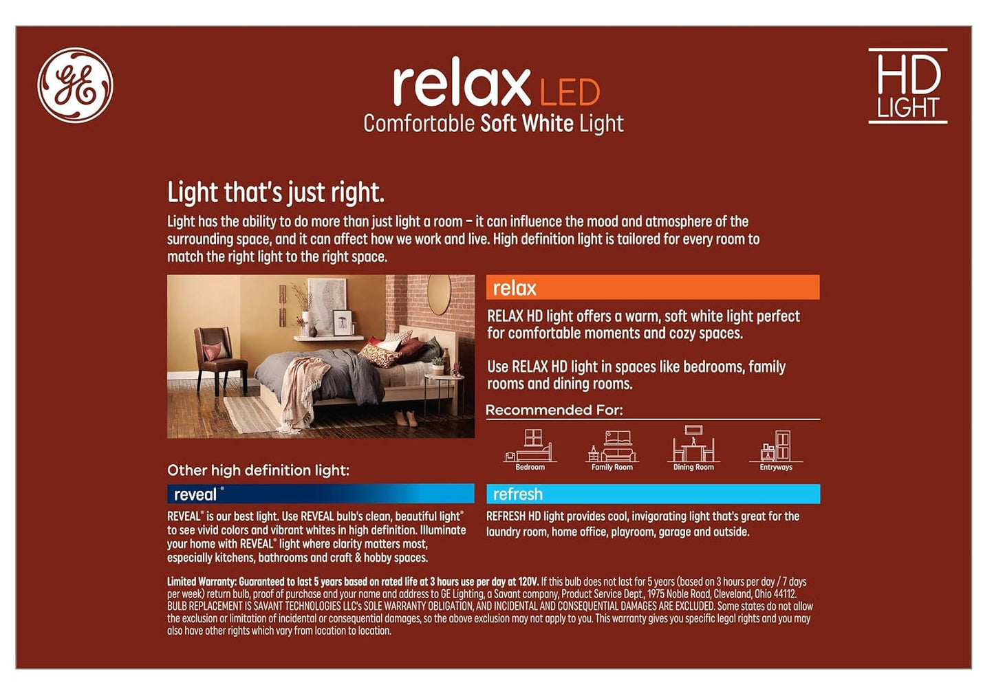 GE 44898 Relax 40W Equivalent Dimmable LED 8-Pack
