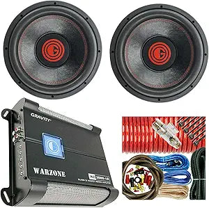 Gravity G3-12D4 Subwoofer & Warzone 3000W Amplifier Kit — main product image