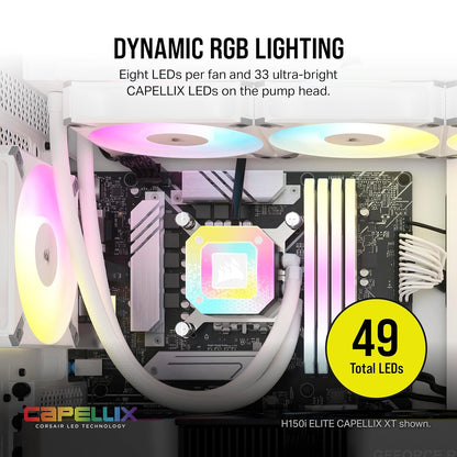 Corsair iCUE H100i Elite CAPELLIX XT 240mm Liquid CPU Cooler White