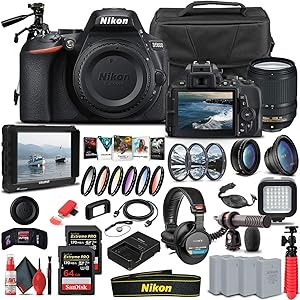 Nikon 1577 D5600 DSLR Camera 18-140mm Lens Bundle Renewed