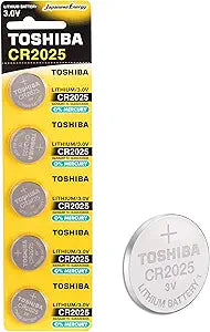 Toshiba CR2025 3V Lithium Coin Cell 5-Pack