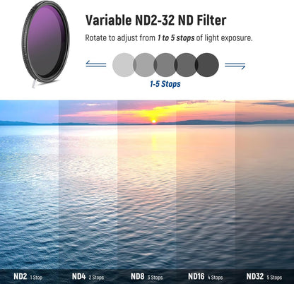Neewer 10104586 82mm Variable ND Filter Magnetic ND32