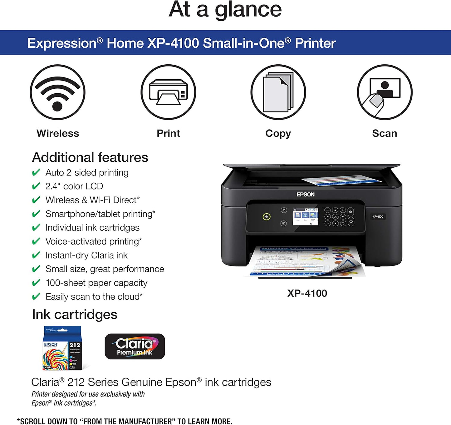 Epson XP-4100 Wireless Color Printer Scanner Copier