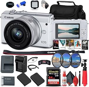Canon EOS M200 Mirrorless Camera with 15-45mm Lens (White) Renewed — main product image