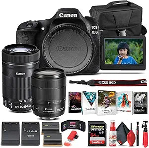 Canon EOS 80D DSLR Camera with 18-135mm Lens Bundle (Renewed)