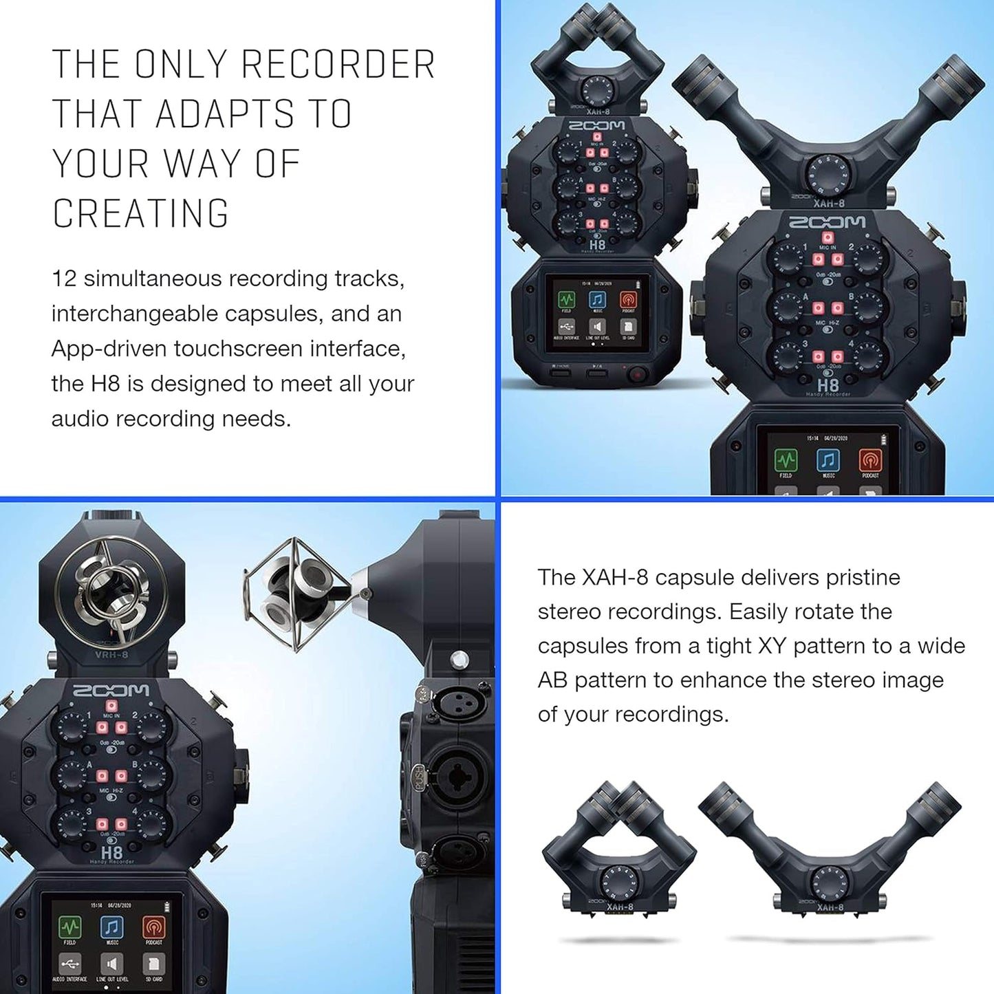 Zoom H8 K4 Handy Recorder Podcast Mic Bundle