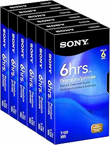 Sony 6T120VR 120-Minute VHS 6-Pack - Standard Grade