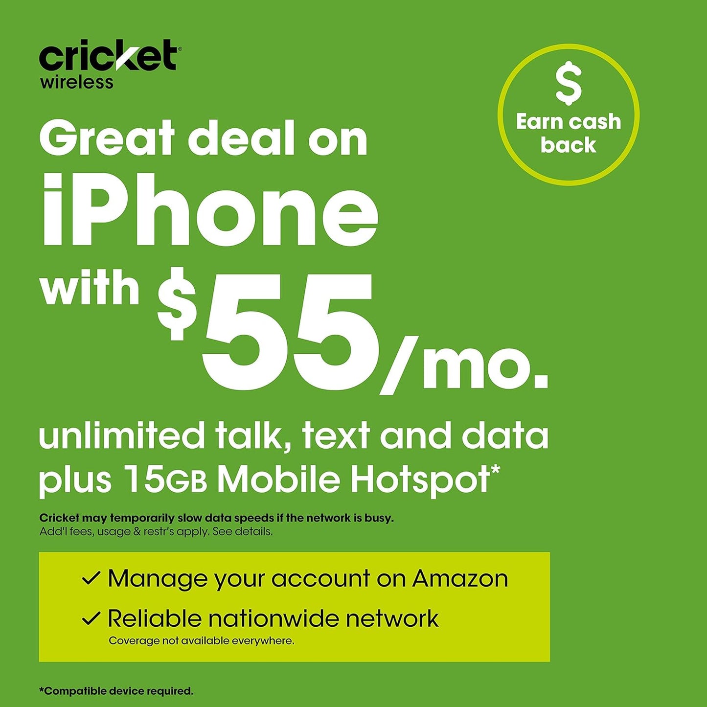 Apple iPhone 11 128GB Black Cricket Wireless Locked Renewed
