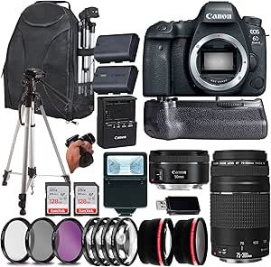 Canon 6D Mark II DSLR Camera Bundle with EF 50mm & 75-300mm Lenses