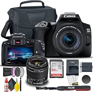 Canon EOS 250D / Rebel SL3 DSLR 18-55mm Lens Bundle (Renewed)
