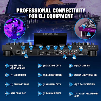 Denon DJ PRIME4+ 4-Deck Stem DJ Controller