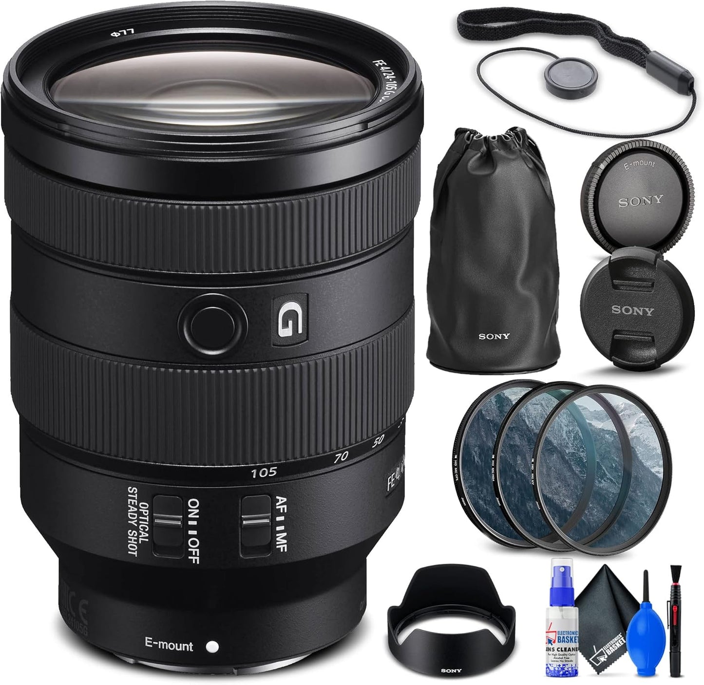 Sony FE 24-105mm f/4 G OSS - Versatile Zoom Lens Bundle (Renewed)