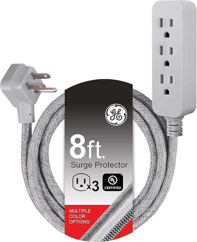 GE 45916 Pro 3-Outlet Surge Protector 8ft Cord