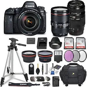 Canon EOS 6D Mark II DSLR Camera 4 Lens Bundle Kit