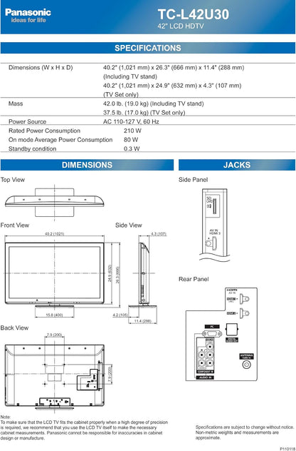 Panasonic TC-L42U30 42-Inch 1080p 120Hz LCD HDTV
