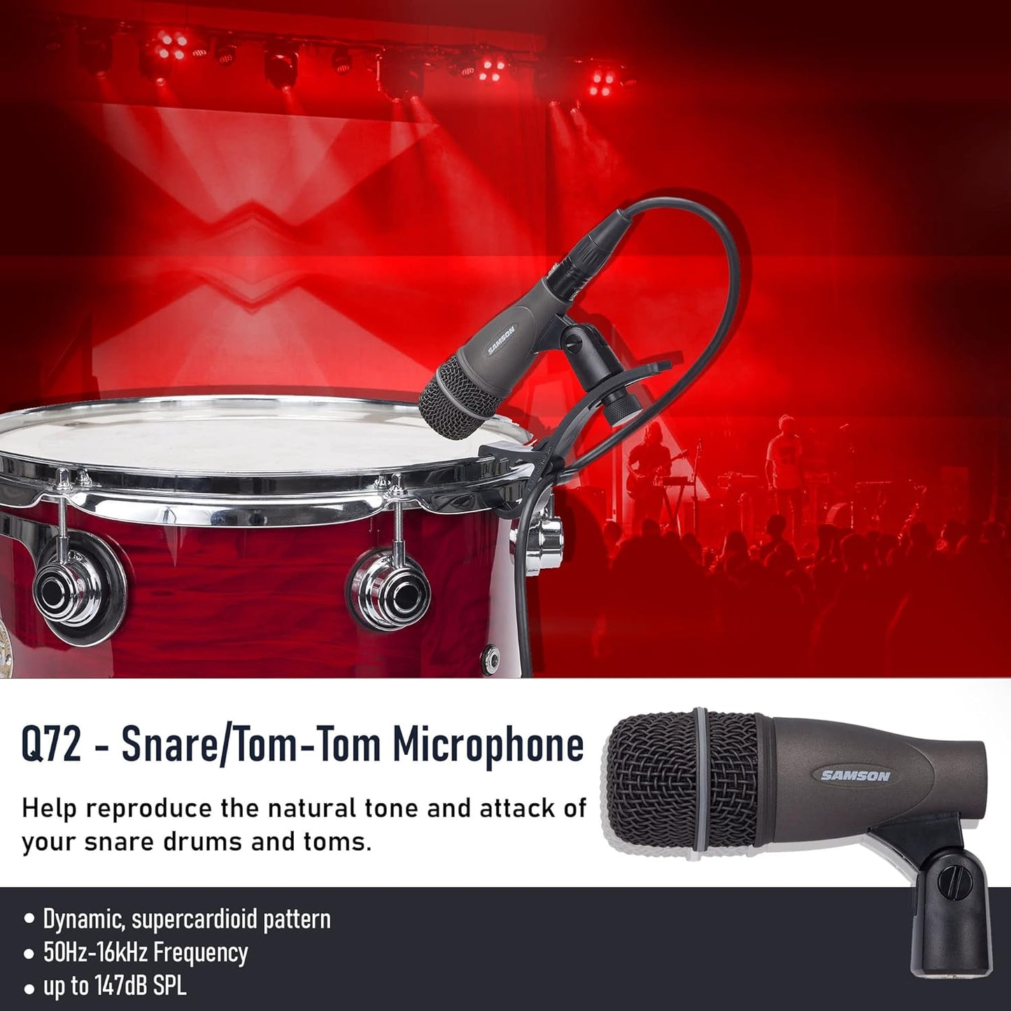 Samson DK707 7-Piece Drum Mic Kit - with Stands & Cables