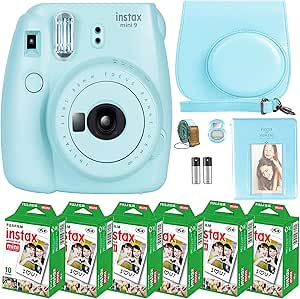 Fujifilm Instax Mini 9 Ice Blue Camera + Film Bundle