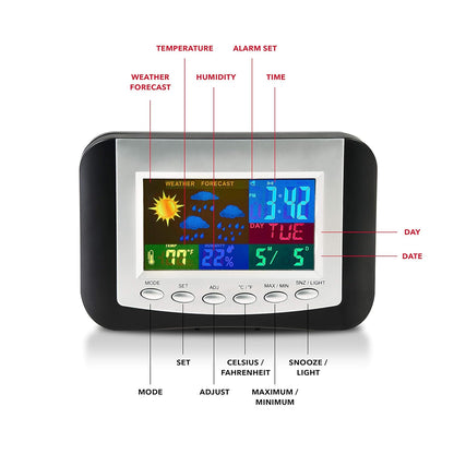 RCA Weather Station Alarm Clock with Color Display