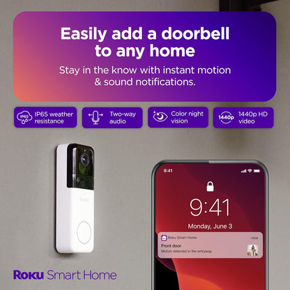 Roku Wire-free Video Doorbell Chime Renewed