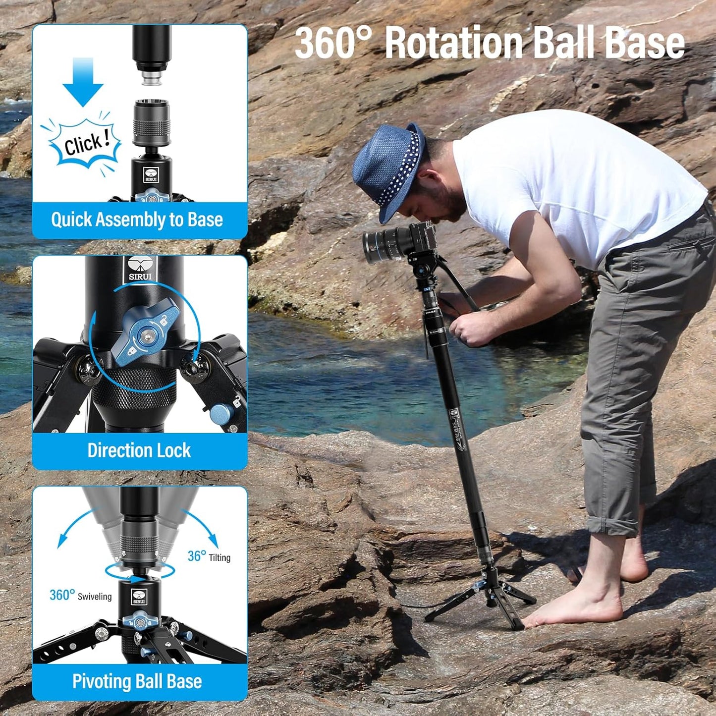 Sirui SIRUI 145 Rapid Carbon Fiber Monopod with Feet
