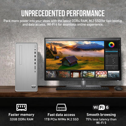 HP Ryzen 5 Desktop, 32GB RAM, 1TB SSD, Windows 11 Pro & Office