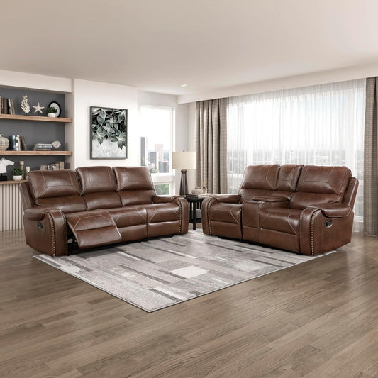 Lexicon Monet Sofa Set - 2-Piece Brown Reclining Living Room