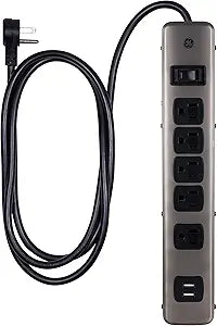 GE 30572 5-Outlet Surge Protector with USB Charging