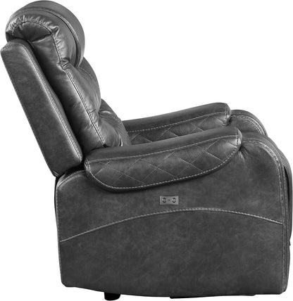 Lexicon Home Theater Seating: Microfiber Power Reclining Loveseat, Grey