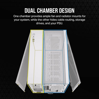 Corsair CC-9011264-WW 2500D Airflow mATX PC Case - Dual Chamber White