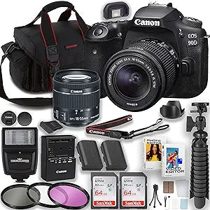Canon EOS 90D DSLR Camera 18-55mm Lens Bundle