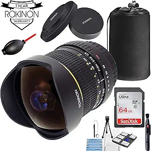 Rokinon FE8M-N 8mm Fisheye Lens Nikon Bundle