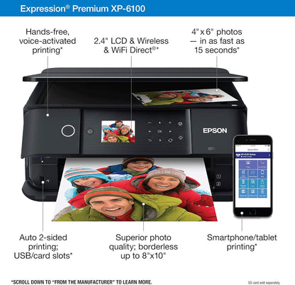 Epson C11CG97201 Premium XP-6100 Wireless Photo Printer